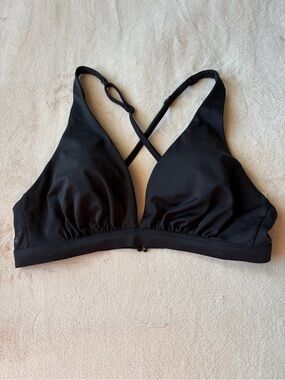 Bikini Village SeaTonic Black Bikini Top Criss Cross Adjustable Straps Medium